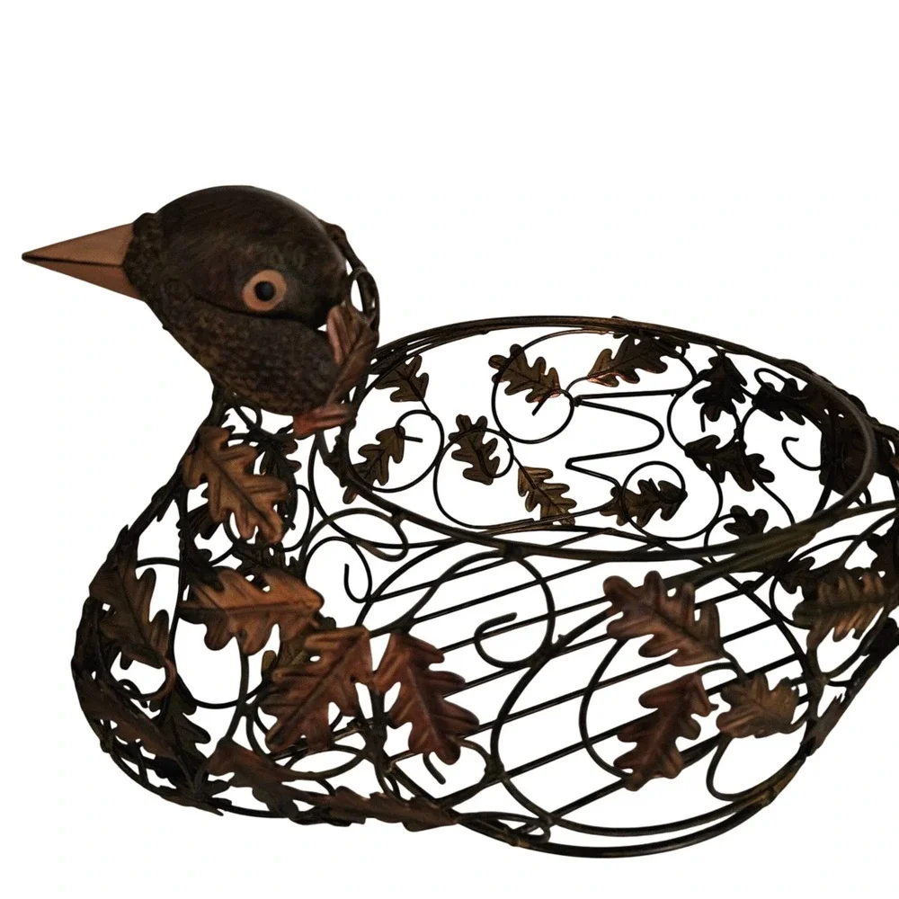 Vintage‎ Rustic Turkey Metal Wire Basket Decorative Trinket Holder Table Decor